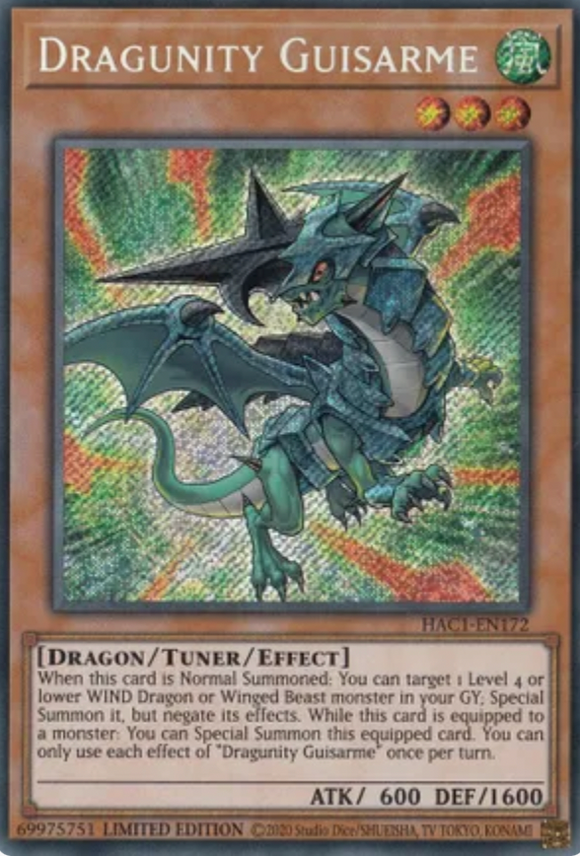 Dragunity Guisarme - HAC1-EN172 - Secret Rare Limited Edition
