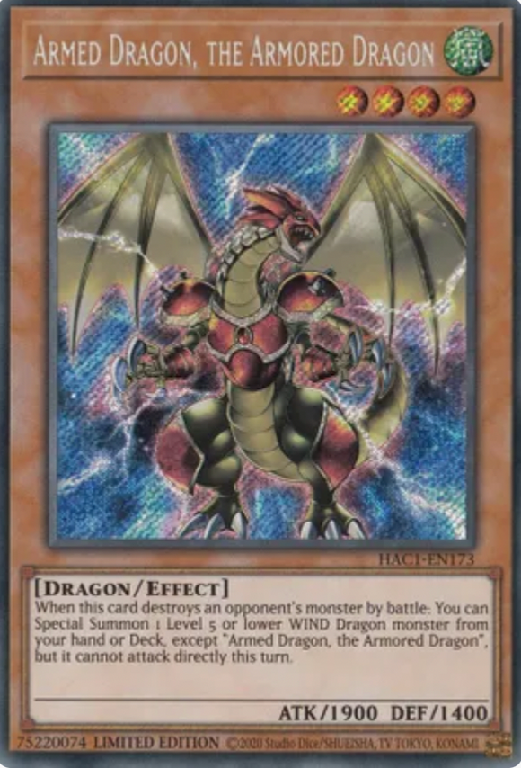 Armed Dragon, the Armored Dragon - HAC1-EN173 - Secret Rare Limited Edition