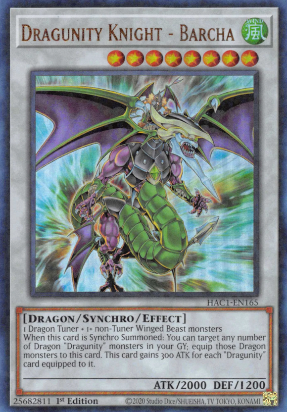 Dragunity Knight - Barcha HAC1-EN165 Duel Terminal Ultra Rare Parallel 1st Edition