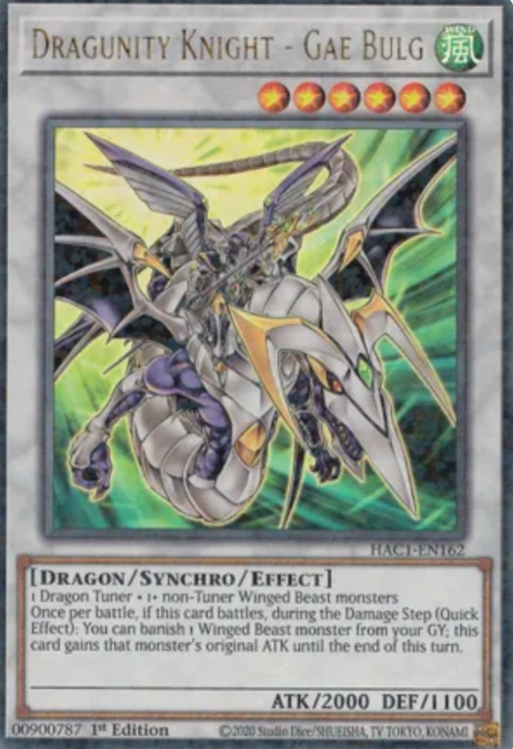 Dragunity Knight - Gae Bulg HAC1-EN162 Duel Terminal Ultra Rare Parallel 1st Edition