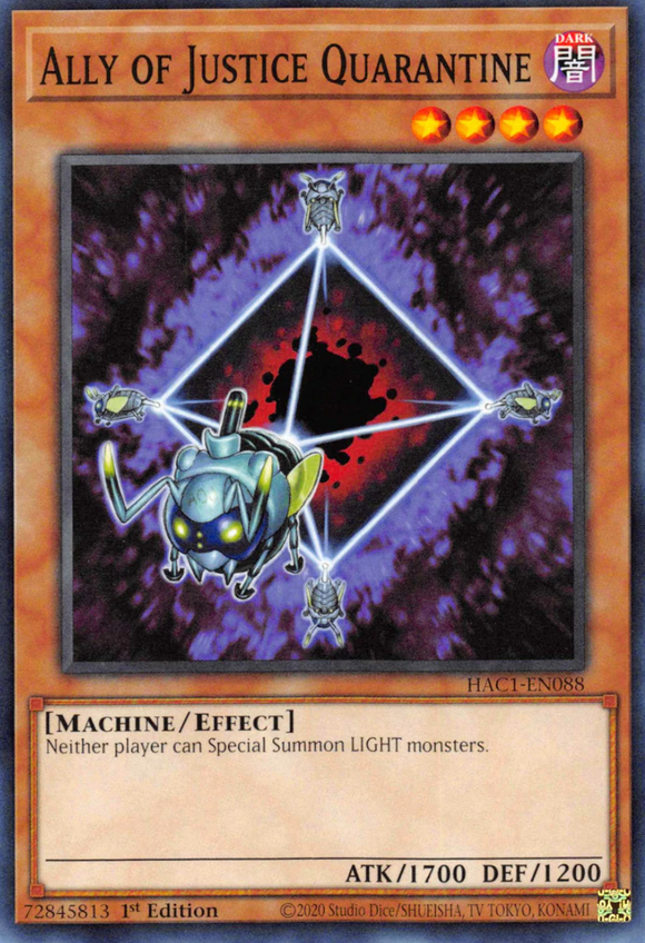 Ally of Justice Quarantine - HAC1-EN088 - Duel Terminal Common Parallel 1st Edition