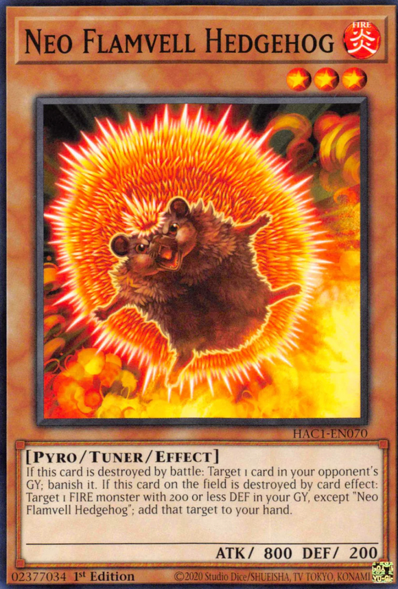 Neo Flamvell Hedgehog - HAC1-EN070 - Common 1st Edition