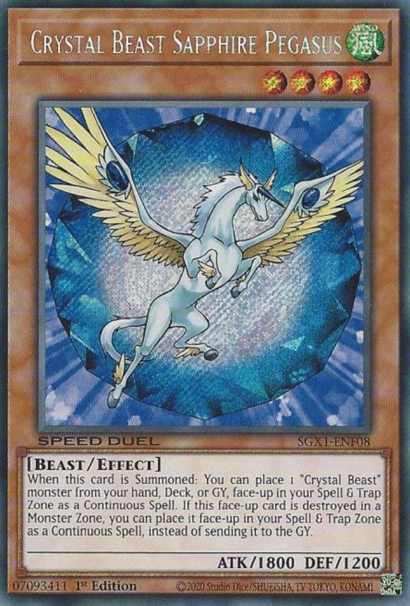 Crystal Beast Sapphire Pegasus - SGX1-ENF08 - Secret Rare 1st Edition