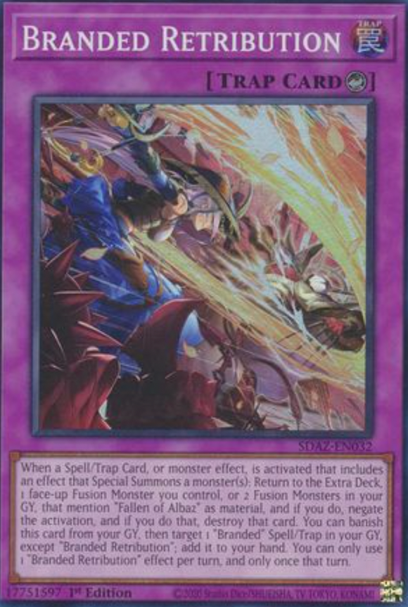 Branded Retribution - SDAZ-EN032 - Super Rare 1st Edition
