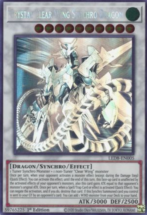 Crystal Clear Wing Synchro Dragon - LED8-EN005 - Ghost Rare 1st Edition