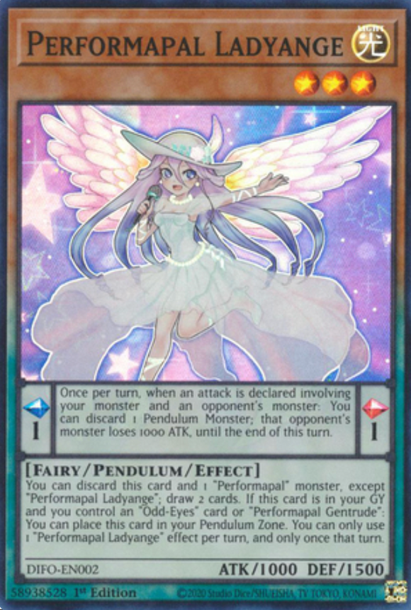 Performapal Ladyange - DIFO-EN002 - Super Rare 1st Edition