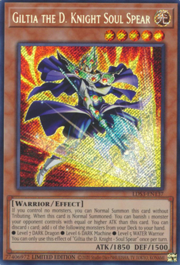 Giltia the D. Knight Soul Spear - LDS3-EN137 - Secret Rare 1st Edition