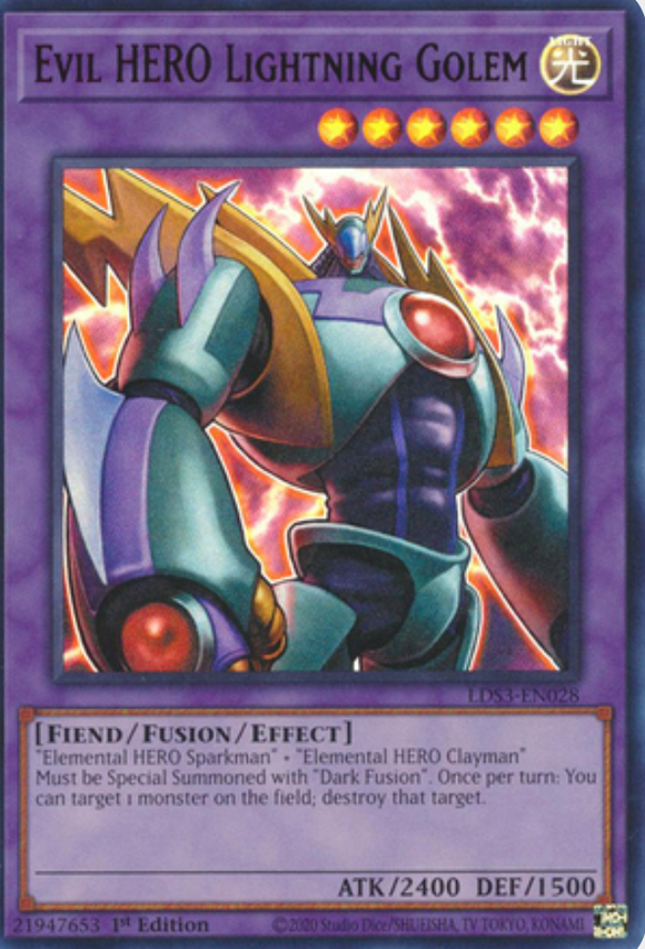 Evil HERO Lightning Golem- LDS3-EN028 - Ultra Rare 1st Edition (Various Colours)