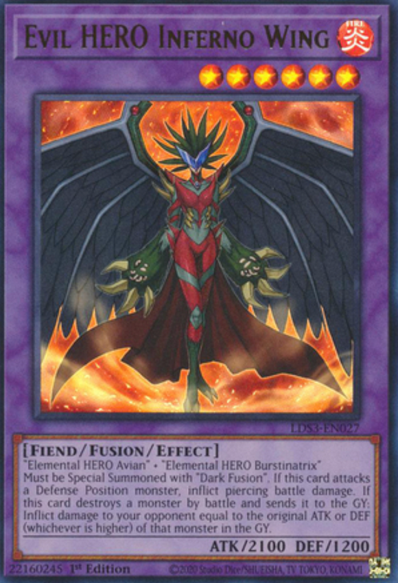 Evil HERO Inferno Wing - LDS3-EN033 - Ultra Rare 1st Edition (Various Colours)