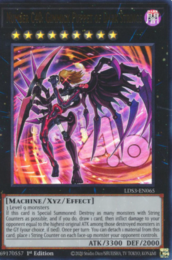 Number C40: Gimmick Puppet of Dark Strings - LDS3-EN065 - Ultra Rare 1st Edition (Various Colours)