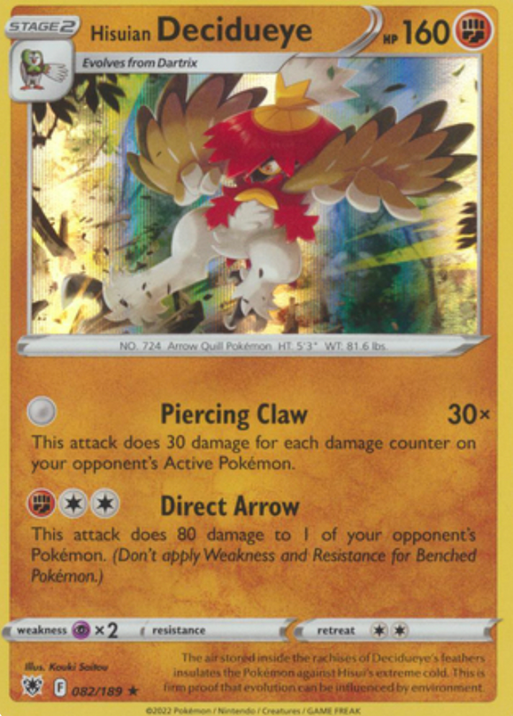 Hisuian Decidueye - 082/189 - Holo Rare