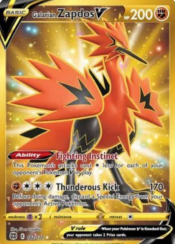 Galarian Zapdos V - 182/172 - Secret Rare