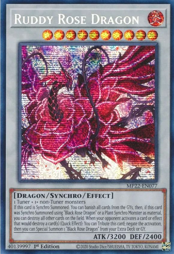 Ruddy Rose Dragon - MP22-EN077 - Prismatic Secret Rare 1st Edition