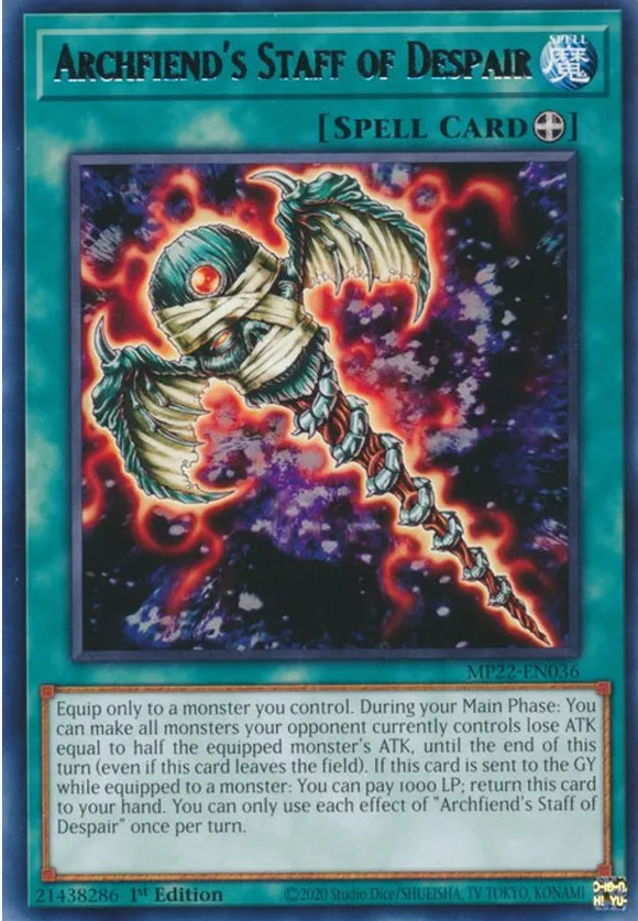 Archfiend's Staff of Despair - MP22-EN036 - Rare 1st Edition