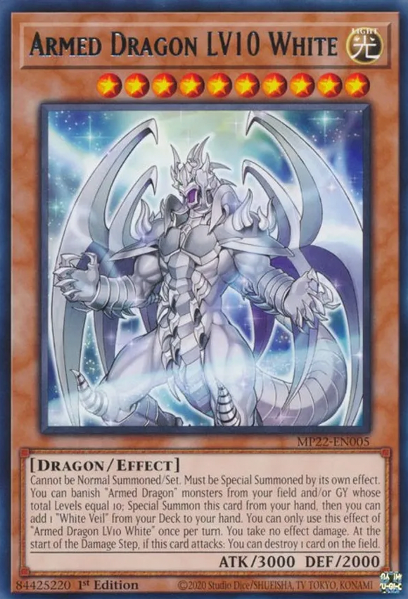 Armed Dragon LV10 White - MP22-EN005 - Rare 1st Edition
