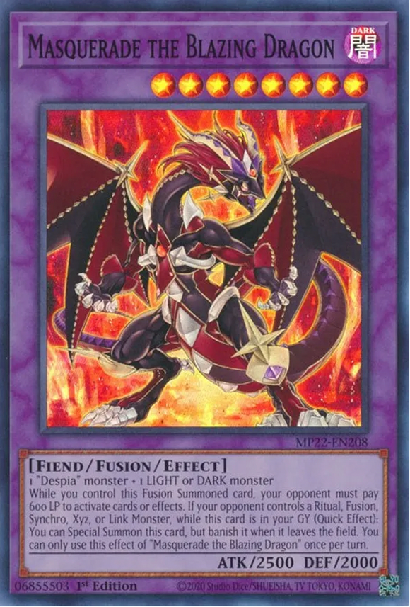 Masquerade the Blazing Dragon - MP22-EN208 - Super Rare 1st Edition