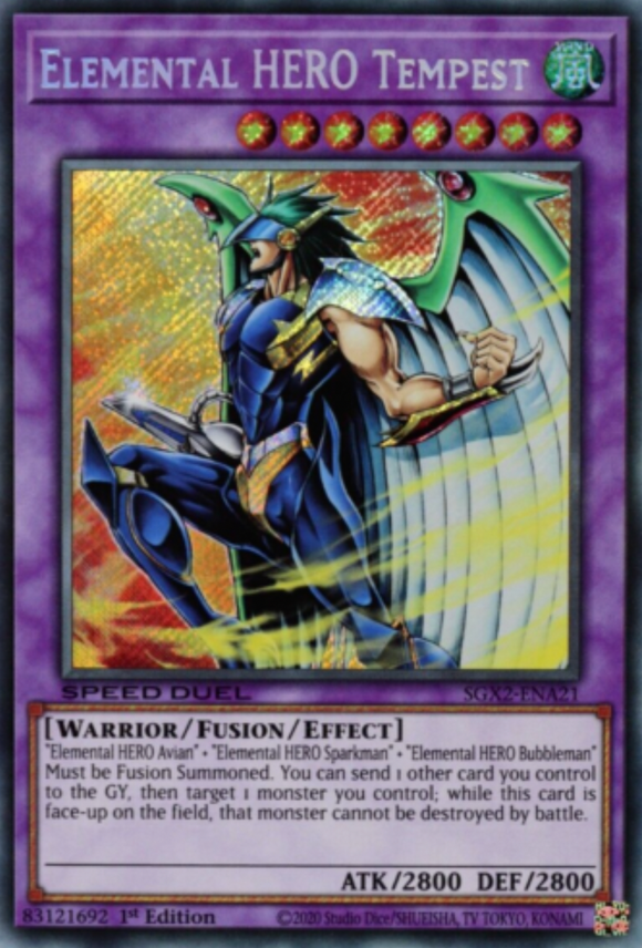 Elemental HERO Tempest - SGX2-ENA21 - Secret Rare 1st Edition