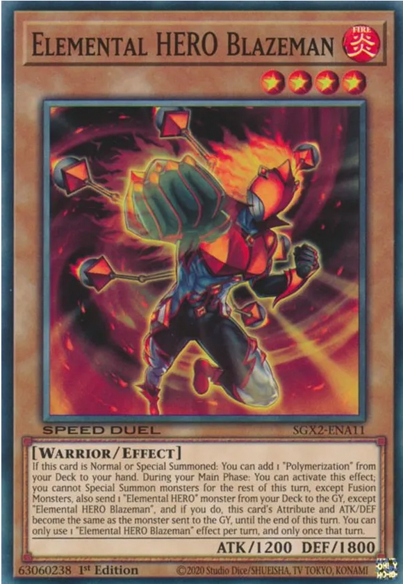 Elemental HERO Blazeman - SGX2-ENA11 - Common 1st Edition