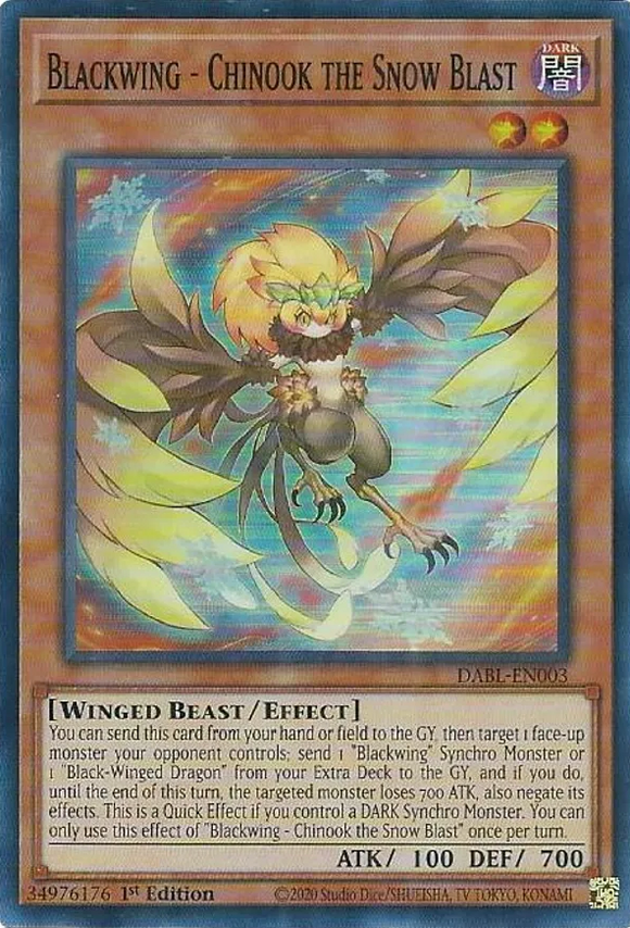 Blackwing - Chinook the Snow Blast - DABL-EN003 - Super Rare 1st Edition