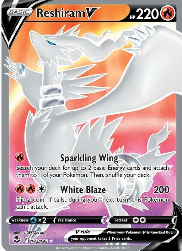 Reshiram V - 172/195 - Full Art Ultra Rare