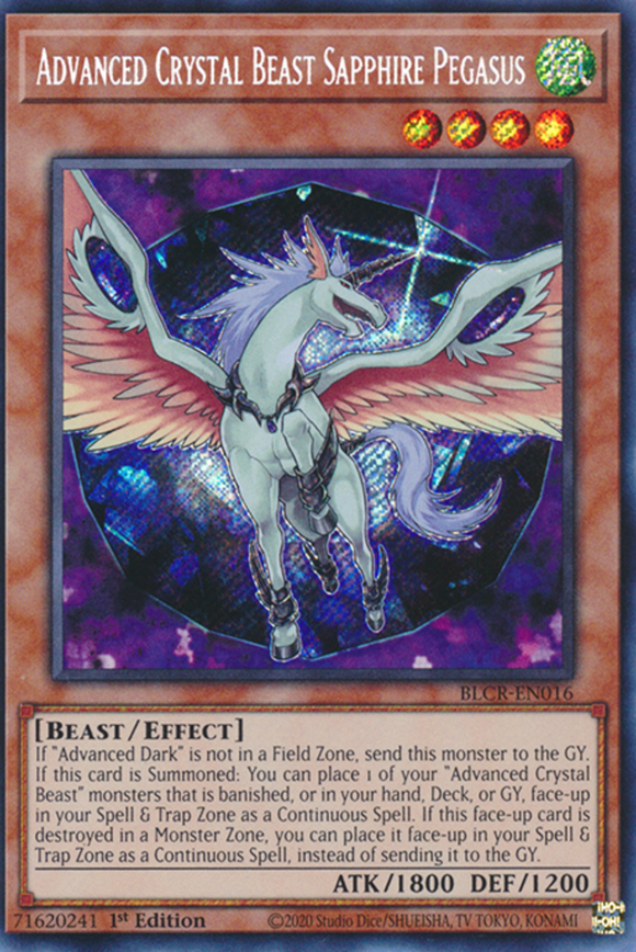 Advanced Crystal Beast Sapphire Pegasus - BLCR-EN015 - Secret Rare 1st Edition