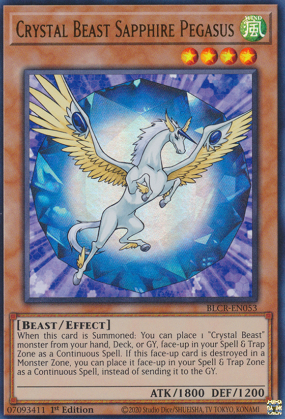 Crystal Beast Sapphire Pegasus - BLCR-EN053 - Ultra Rare 1st Edition