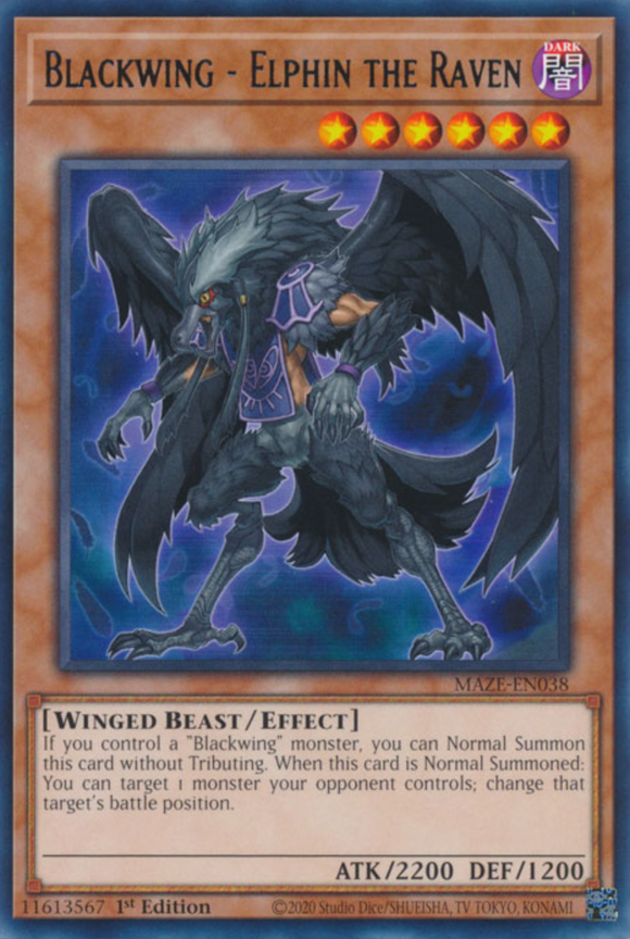 Blackwing - Elphin the Raven - MAZE-EN038 - Rare 1st Edition