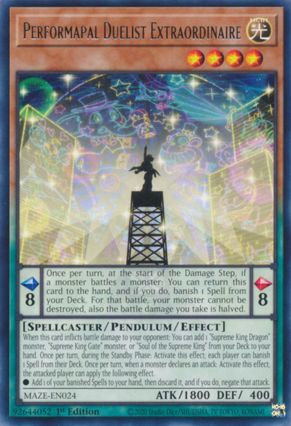 Performapal Duelist Extraordinaire - MAZE-EN024 - Rare 1st Edition