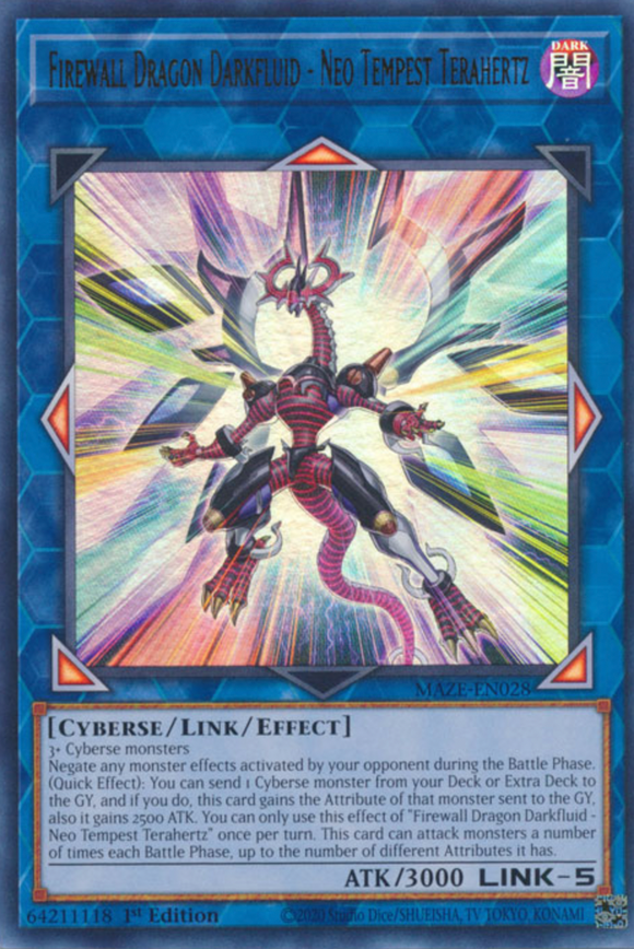 Firewall Dragon Darkfluid - Neo Tempest Terahertz - MAZE-EN028 Ultra Rare 1st Edition