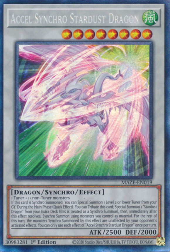 Accel Synchro Stardust Dragon - MAZE-EN019 - Collector's Rare 1st Edition