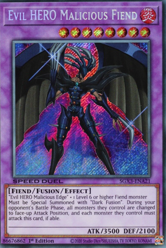 Evil HERO Malicious Fiend - SGX3-ENA21 - Secret Rare 1st Edition