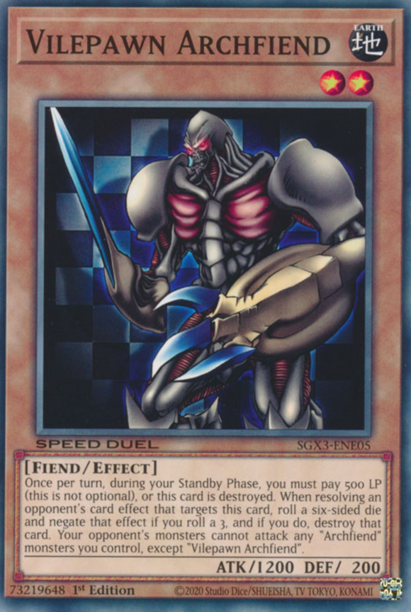Vilepawn Archfiend - SXG3-ENE05 - Common 1st Edition