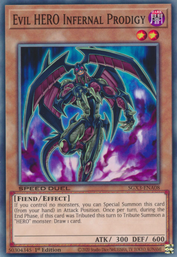 Evil HERO Infernal Prodigy - SGX3-ENA08 - Common 1st Edition