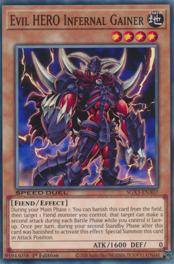 Evil HERO Infernal Gainer - SGX3-ENA07 - Common 1st Edition