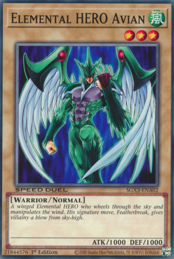 Elemental HERO Avian - SGX3-ENA02 - Common 1st Edition