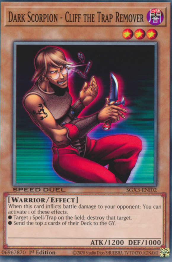 Dark Scorpion - Cliff the Trap Remover - SGX3-ENI02 - Common 1st Edition