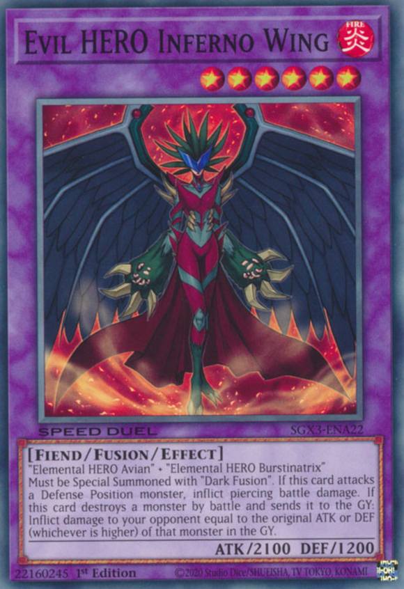 Evil HERO Inferno Wing - SGX3-ENA22 - Common 1st Edition